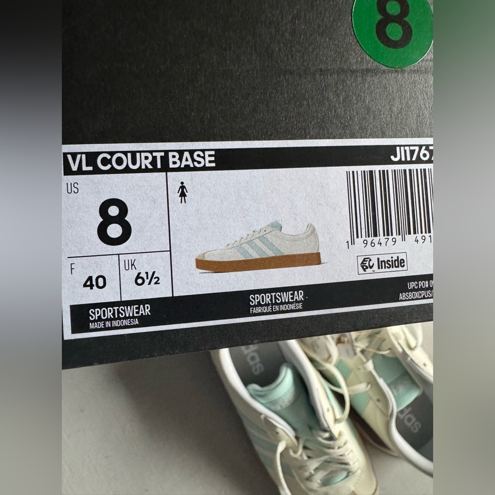 NWT Adidas VL Court Base Sneakers White Blue Gum - Picture 10 of 12
